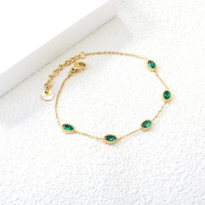 Pulsera de Acero Inoxidable con Circonita Verde, Joyería de Moda para Mujer, Chapada en Oro de 18K, Regalo Elegante - Product Image 5
