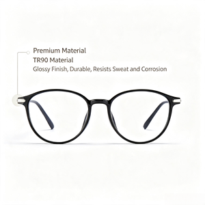 Monturas de Gafas de Moda TJ5884 Estilo Ruth, con Efecto Adelgazante, Ojo de Gato, TR90, Marco Negro Liso, Montura Completa - Product Image 5
