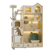 Villa pour chats d'intérieur moderne et écologique, sur mesure, grande, à 5 étages, en bois, pour plusieurs chats, avec cage à boutons, mobilier extérieur pour animaux de compagnie, usage public