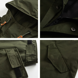 Chaqueta de hombre Maden M51 vintage, verde camel, acolchada, cruzada, con cordón de punto en la cintura, de longitud media, holgada y oversize. - Product Image 4