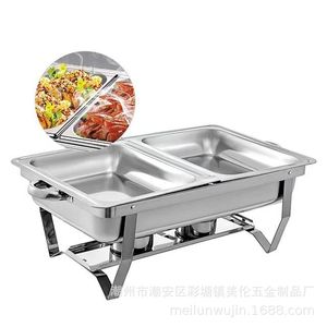 Commercial <b>Buffet</b> Stove Food Heater Stainless Steel Steam <b>Table</b> 11 12 13 Pan Cafeteria Use Easy Assembly - Product Image 3