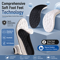 Semelles intérieures souples et élastiques Cloud Tech SPORTS avec base texturée et bulles, dessus en maille respirante, déodorant, lot de 2 paires, OEM Noir/Blanc