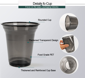 Clear Disposable PET <b>Plastic</b> <b>Cups</b> 12/14/16/20/24oz Round Bottom Custom Llastic <b>Cups</b> with Lids Logo Print for Bubble Tea Coffee - Product Image 6