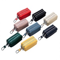 Porte-clés en aluminium grande capacité à double fermeture éclair, organiseur simple et multifonctionnel, porte-cartes, porte-monnaie, sac à clés domestique