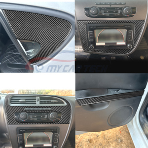 Pour <span class=keywords><strong>Seat</strong></span> <span class=keywords><strong>Leon</strong></span> 2005-2012 Console centrale tableau de bord panneau changement de vitesse porte de voiture garniture en Fiber de carbone couvre autocollants - Product Image 4