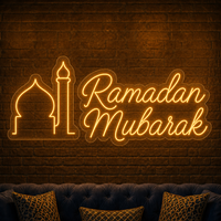 Enseigne néon LED personnalisée Ramadan Mubarak, enseigne lumineuse Ramadan Kareem, néon flexible 3D en forme de mosquée pour la décoration murale de fête musulmane