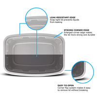 Conteneur alimentaire en plastique PP personnalisé, réutilisable, jetable, pour plats à emporter, salades, repas préparés, soupes, bento, boîte de transport et emballage