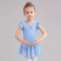 Vestido de Ballet para Niñas Pequeñas B8179, Manga con Volantes, Corpiño Plisado, Falda de Malla con Lentejuelas, Leotardo de Danza para Niñas, Ropa de Danza para Entrenamiento