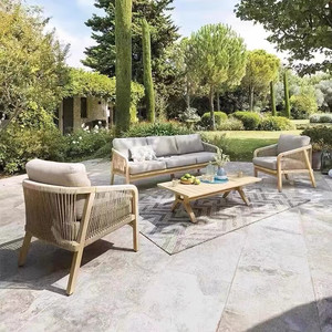 Silla de Madera de Teca para Exteriores de Diseño Moderno, Muebles de Patio, Sofá Individual de Cuerda Tejida con Cojín - Product Image 3