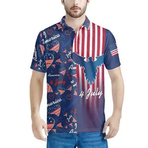 Polo à manches courtes pour hommes, motif drapeau américain, 4 juillet, imprimé, US Eagle, Polo décontracté pour hommes, vêtements personnalisés