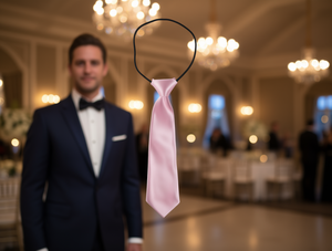 Cravatta Elastica Lucida 6.5*2cm Rosa Chiaro Pre-Annodata Accessorio per Feste - Product Image 2