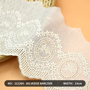 Wholesale 100% Cotton Lace Hollow Flowers Embroidery Laces Fabrics For Women