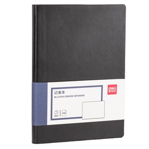 Carnet d'école en cuir rétro noir Deli 22264, carnet d'affaires en PU, 25K, 120 feuilles, bloc-notes épaissi, 48 pièces par carton - Product Image 1