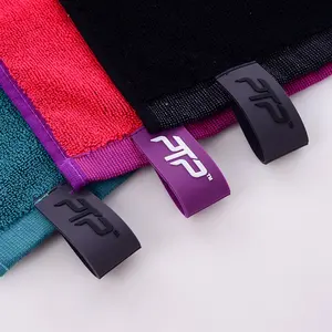 Toalha de treino de ginástica com logotipo personalizado, toalha esportiva de alta qualidade com bolso com zíper e ímã, 100% algodão
