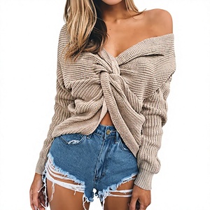 <span class=keywords><strong>Pull</strong></span>-over en coton à col en V pour <span class=keywords><strong>femme</strong></span>, style européen et américain, collection printemps-automne, best-seller sur eBay et <span class=keywords><strong>AliExpress</strong></span> - Product Image 1