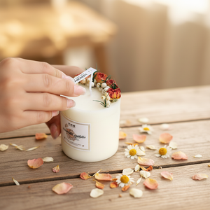 Candele Artigianali in Cera di Soia con Fiori Secchi, Decorative per Matrimoni e Capodanno, Ornamenti Regalo, Fragranza Romantica, Aromaterapia, Combustione Pulita - Product Image 2