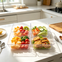 Plateau en plastique à 4 compartiments, assiettes transparentes pour apéritifs, plateau carré pour desserts, pour fêtes et mariages