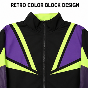 XINHUI Unisex Colorblock Fleece Full Zip Long <b>Jacket</b> Ribbed Cuff Summer Streetwear Custom OEM ODM Wholesale Bulk Waterproof - Product Image 4