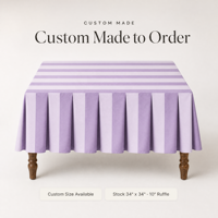 Nappe carrée en polyester à rayures violettes et volants, 55*55 pouces, vente en gros, pour table de mahjong, idéale pour les soirées de jeu et le divertissement à domicile
