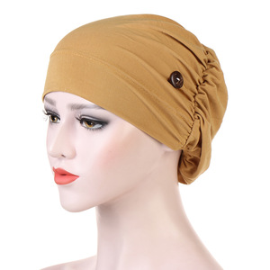 Gorro Turbante Musulmán al por Mayor, Gorro de <span class=keywords><strong>Quimioterapia</strong></span> para Mujer de Color Sólido, Estilo Étnico, Poliéster Chifón, Cuatro Estaciones - Product Image 1