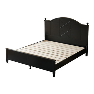 Retro American Style Solid Wood Platform Bed 1.5m 1.8m Black Cherry Color <b>Pine</b> Wood Simple Design For Small Apartments Master - Product Image 1