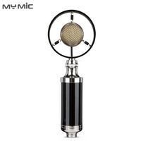MY MIC T4Z Microphone professionnel filaire rétro XLR à condensateur Équipement de studio pour l'enregistrement vocal et le chant avec support de bureau