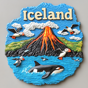 แม่เหล็กตู้เย็นเรซินติดตู้เย็นรูปสัตว์ทะเลแบบแม่เหล็กติดตู้เย็นมองเห็นน้ำแข็งภูเขาไฟทำจากเรซิน - Product Image 2