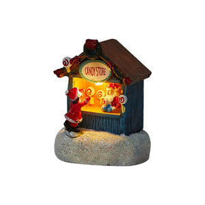 Decoraciones navideñas de resina luminosa, casa pequeña, adornos para tienda de artículos para personas mayores, diseño creativo de escena de luz de casita - Product Image 5