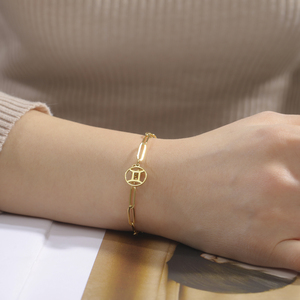 Pulsera de cadena <span class=keywords><strong>con</strong></span> clip de papel para mujer, constelación de acero inoxidable, Sagitario, Aries, cáncer, Leo, Virgo, regalo de joyería - Product Image 4