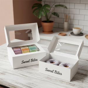 Caja <span class=keywords><strong>de</strong></span> Embalaje Personalizada <span class=keywords><strong>de</strong></span> Lujo para Pasteles <span class=keywords><strong>de</strong></span> Matcha Blancos, Galletas Dulces, Postres, Donas y Galletas con Ventana - Product Image 3