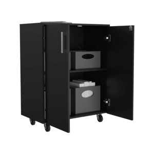 Armoire de rangement DB à double porte finition wengue noire avec roulettes pour étagères de garage - Product Image 2