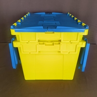 Boîte de rangement en plastique robuste, recyclable, empilable et emboîtable avec couvercle intégré