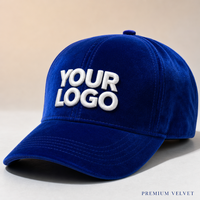 Casquette de baseball 5 panneaux en velours bleu roi personnalisée, broderie 3D en relief, structurée, ajustable, style streetwear, vente en gros, OEM, faible MOQ