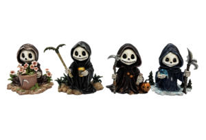 Adorable figurine squelette de faucheuse en résine mort avec statue de faux décoration Halloween en résine - Product Image 6