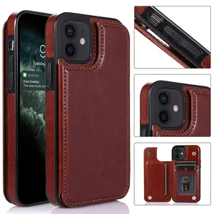 Capa carteira em couro pu com porta-cartões, capa com suporte magnético para celular iphone 14 pro max