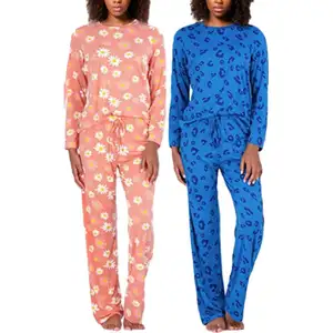 D1002PJ12 nouveau Design femmes pyjamas Ultra-doux à manches courtes décontracté petites fleurs col en v 2 pièces ensemble femmes Sehe mode