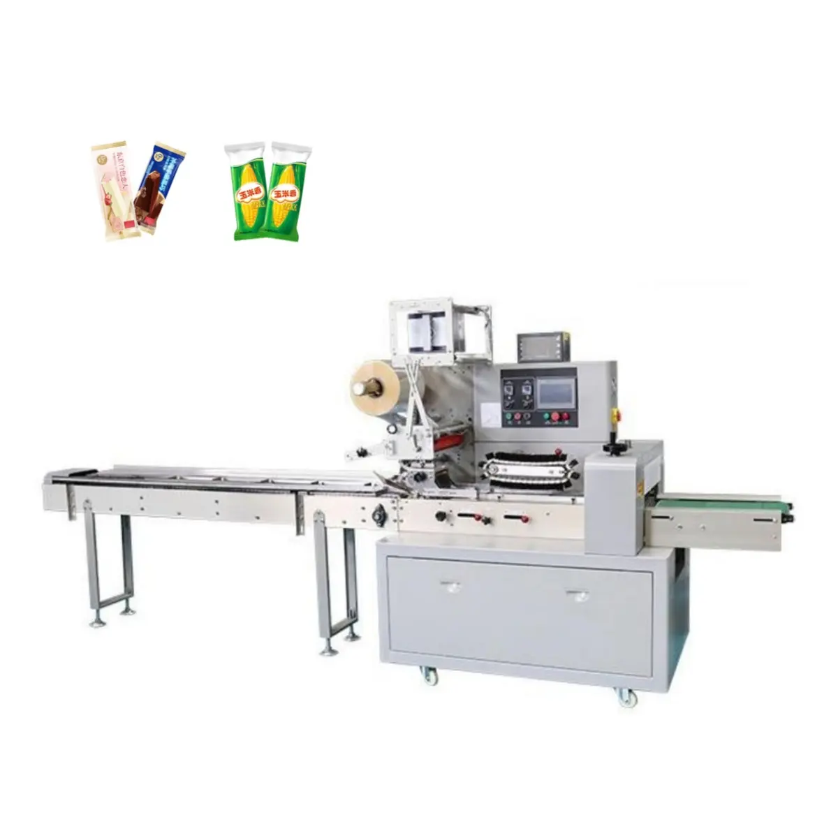 Multi-Function Automatic Horizontal Wrapping Pillow Type Popsicle Ice Lolly Ice Cream Plastic Bag Stick Packing Machine