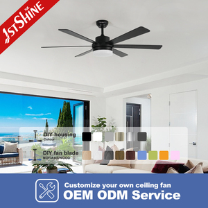 1stshine LED Ventilador de techo Factory 56 "Negro 6 MDF Aspas Ventilador de techo inteligente con control remoto y Luz - Product Image 4