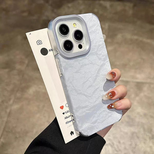 Fashion 2025 Luxury Electroplated TPU+Leather <strong>Case</strong> for 13/14/15/16 Pro Max Shockproof Waterproof Matte Fabric <strong>Marble</strong> - Product Image 1