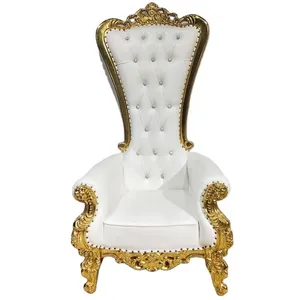 Modern Design King and Queen High Back Throne Chairs Luxury Gold Leather Seating for Restaurant or Bar for Groom and Bride