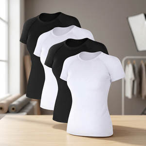 เสื้อยืดออกกำลังกายผู้หญิง คอกลม แขนสั้น ผ้ารัดรูป สีพื้น ระบายอากาศ แห้งเร็ว ทรงปกติ - Product Image 3