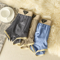 Boxers mi-hauts pour hommes en nylon, maille de soie glacée, respirants, antibactériens, taille ample