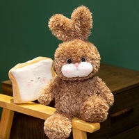 Peluche Lapin Mignon Créatif, Jouet en Peluche Animal Doux, Poupée Lapin Rembourrée avec Hamburger et Toast pour Enfants, Décoration Maison, Cadeau d'Anniversaire