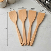 Ensemble de spatules en bois de hêtre naturel 4 pièces, spatule de cuisine antiadhésive en bois, spatule à frire écologique, ustensiles de cuisine