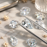 Prix de gros Moissanite en vrac couleur blanche D VVS, Moissanite taille poire 4*6mm-7*11mm, Diamant Moissanite