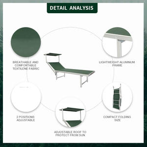 سرير للشاطئ قابل للطي قابل للتعديل والراحة بالظهر مصنوع من الألمونيوم للاستمتاع بنظام الصيف في الهواء الطلق - Product Image 3