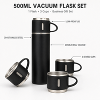Botella de Agua de Acero Inoxidable en Stock, Juego de Tazas de Viaje, Paquete de Regalo, Termo de Doble Pared con Aislamiento Térmico, 3 Tapas, Antiderrames