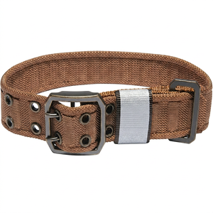 Solid Color Nylon Dog <b>Collar</b> with Reflective Strip Adjustable Buckle Closure Classic Style All Seasons Pet Accessory - Product Image 1