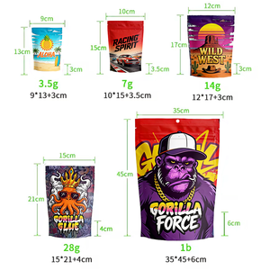 Buste Personalizzate con Chiusura a Zip a Prova di Bambino, Olografiche, Antiodore, per Edibili, 3.5g 7g 14g 28g, Buste Mylar Stampate su Misura - Product Image 2