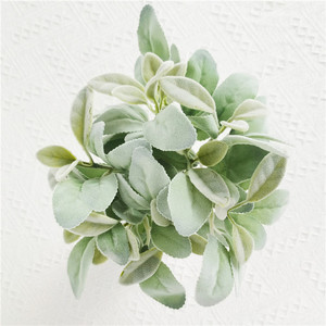 Verde artificiale a stelo singolo finto flocco <span class=keywords><strong>orecchio</strong></span> <span class=keywords><strong>di</strong></span> <span class=keywords><strong>agnello</strong></span> foglie <span class=keywords><strong>orecchio</strong></span> <span class=keywords><strong>di</strong></span> coniglio steli per la casa da salotto con cornice floreale da tavolo - Product Image 5